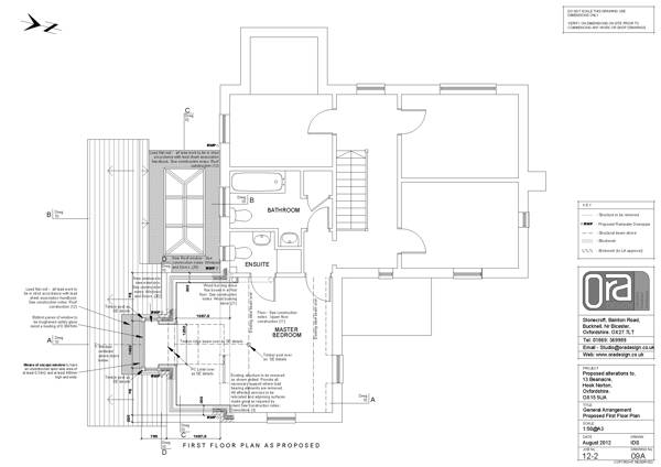 Detailed architectural drawing of first floor