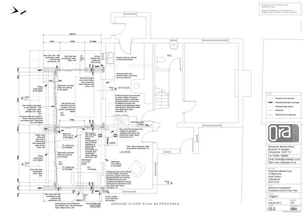 Detailed architectural drawing of ground floor