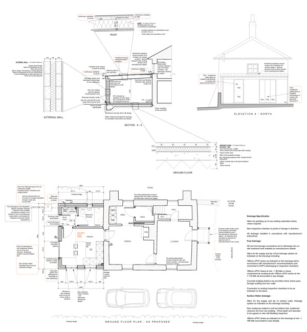 Detailed architectural drawing of extension