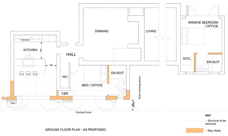 high level plan for extension to thatched cottage