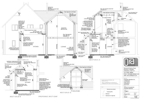 Detailed architectural drawing of sections