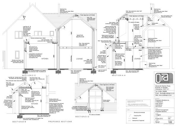 Detailed architectural drawing of sections