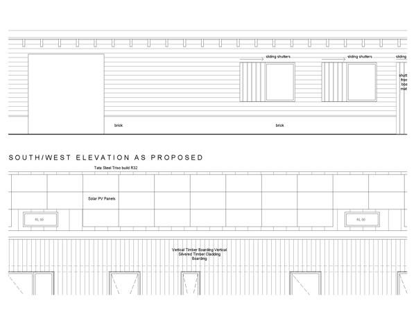 Large barn conversion detailed architectural drawing of an elevation