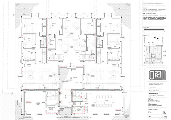 Large barn conversion detailed architectural drawing for ground floor