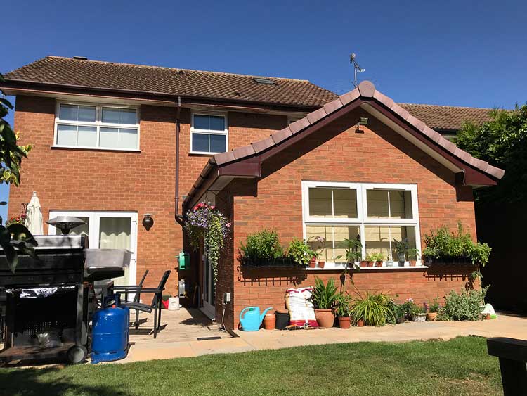 Rear brick extension to modern detached house