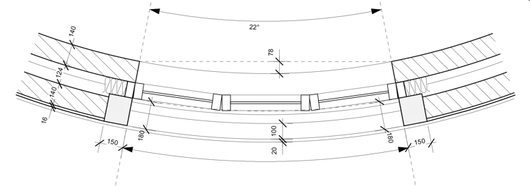 Detailed drawing of the side window of the stone entrance porch